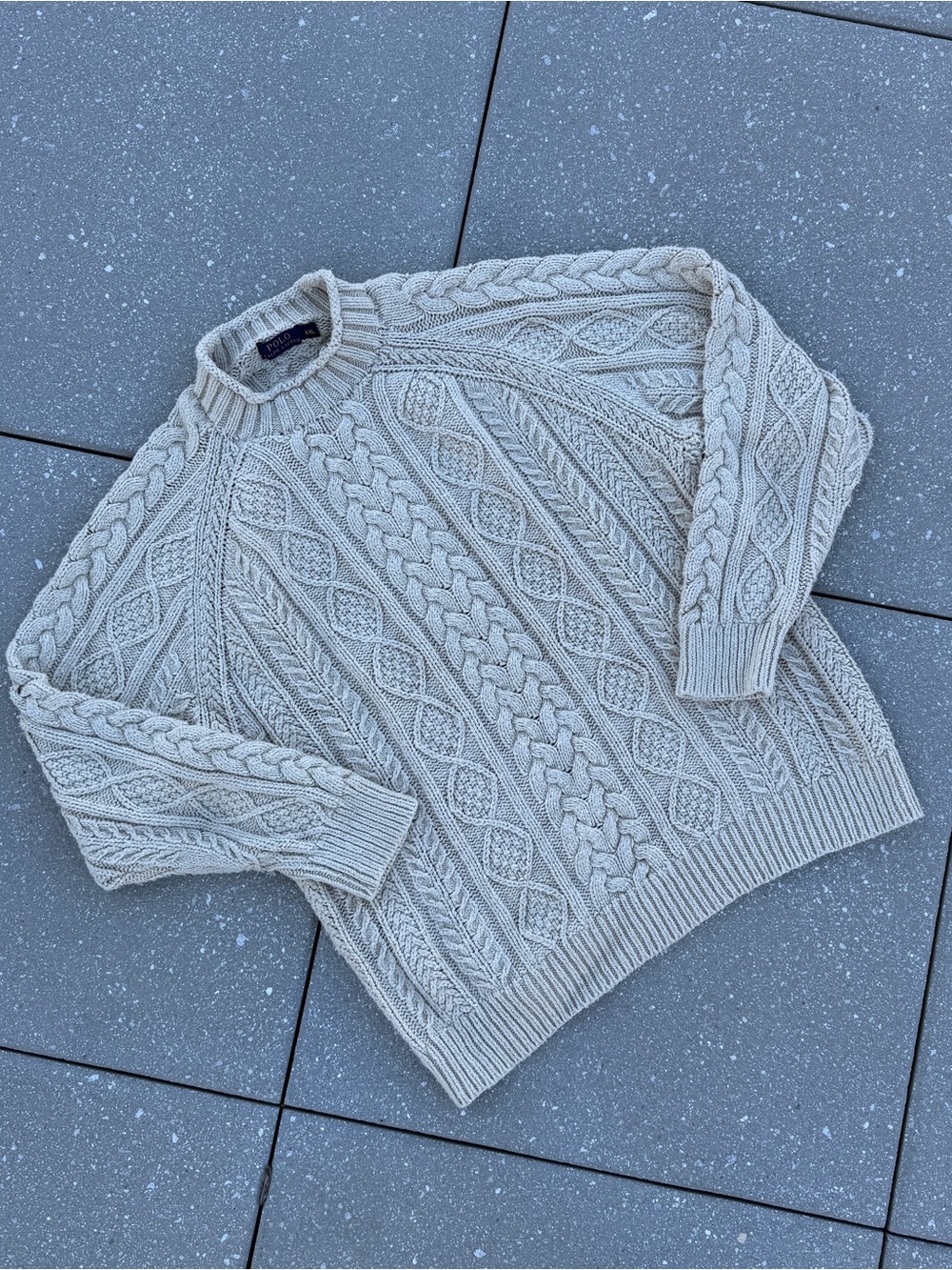 Cream Polo Ralph Lauren cable knit heavyweight sweater